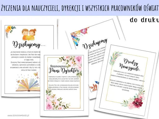 Szablony życzeń dla nauczycieli i dyrektorów. Jak napisać podziękowanie? Wzory z motywami kwiatowymi i ilustracjami.