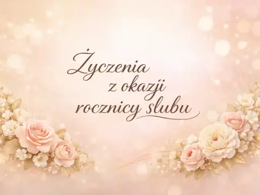 Eleganckie życzenia na 25 rocznicę ślubu, ozdobione pastelowymi różami i delikatnymi światłami.