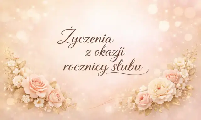 Eleganckie życzenia na 25 rocznicę ślubu, ozdobione pastelowymi różami i delikatnymi światłami.
